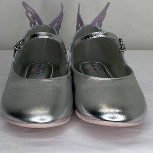 Sophia Webster Mini Girls Evangeline Butterfly Flats – Silver – Size 34 / 3Y